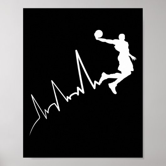 ECG-frequentie van bysketbyll-speler Heartbeat Dun Poster (Voorkant)
