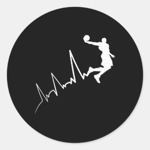ECG-frequentie van bysketbyll-speler Heartbeat Dun Ronde Sticker