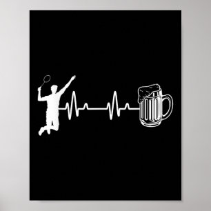 Ecg Hartslag Badminton Speler Shuttle Sporten Smas Poster