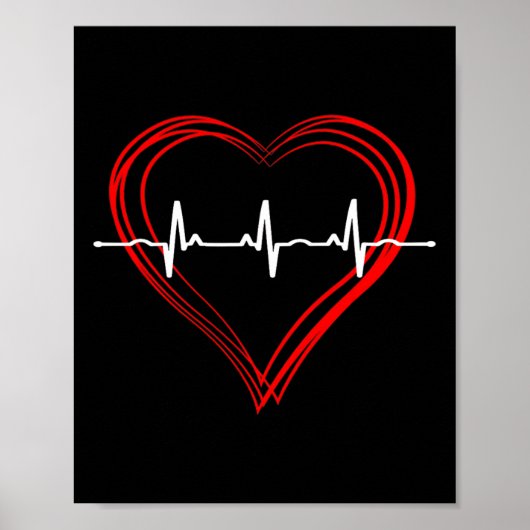 ECG Hartslag Liefde Cardiogram Holle ECG Hart Poster (Voorkant)