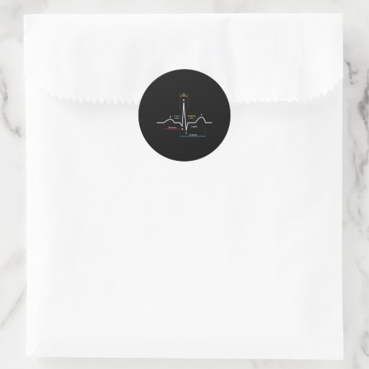 ECG hartslag Ronde Sticker (Tas)