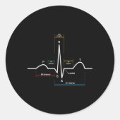 ECG hartslag Ronde Sticker (Voorkant)