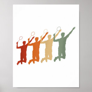 ECG Heartbeat Badminton Player Shuttle Sports Sams Poster