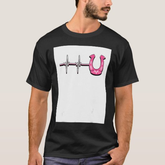 Ecg Heartbeat Graphic Horse Lover Equestrian Rider T-shirt (Voorkant)