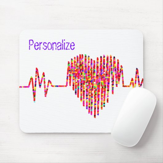 ECG lijn hart medisch rood wit Muismat (Met muis)