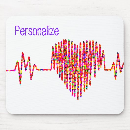 ECG lijn hart medisch rood wit Muismat (Voorkant)