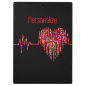 ECG lijn hart medisch zwart rood Klembord (Achterkant)