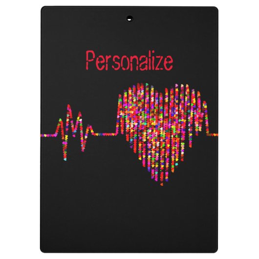 ECG lijn hart medisch zwart rood Klembord (Achterkant)