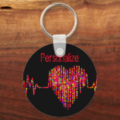 ECG lijn hart medisch zwart rood Sleutelhanger (Voorkant)