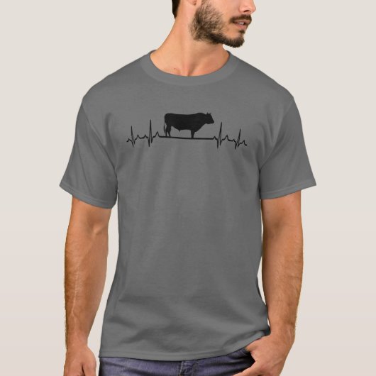 ECG-puls met hartslag - Koe Wagyu Rancher T-shirt (Voorkant)