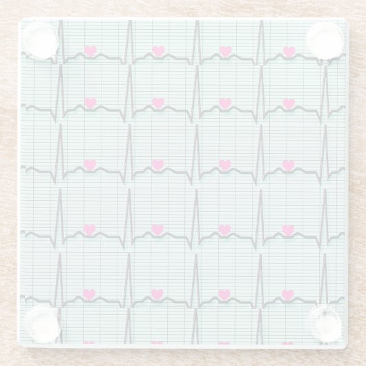 ECG Strips voor hart   Glazen Onderzetter (Achterkant)