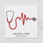 ECG Wave ECG Heartbeat Line Medische Stethoscoop Vierkante Visitekaartje (Voorkant)