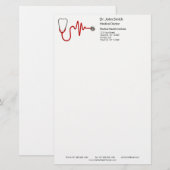 ECG Wave ECG Stethoscoop Hartslaglijn Medisch Briefpapier (Voorkant / Achterkant)