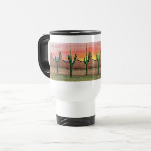 ECG-woestijnlandschap op reisscherm Reisbeker (Voorkant links)