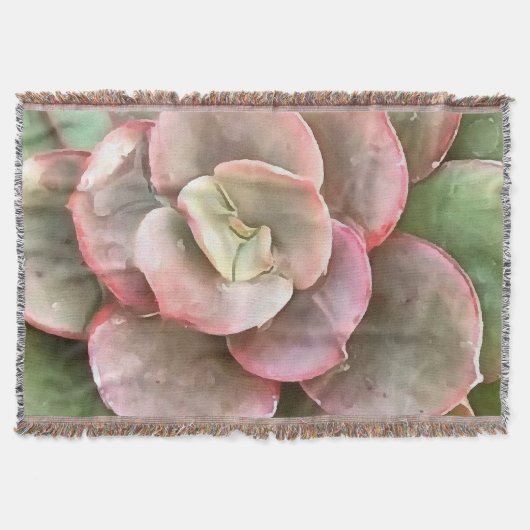 Echeveria Cactus Succulent Acrylverf Deken (Voorkant)
