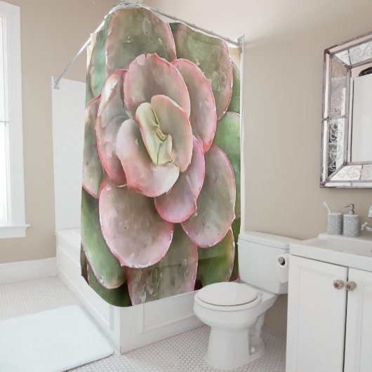 Echeveria Cactus Succulent Acrylverf Douchegordijn (In situ)