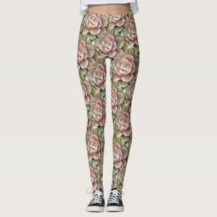 Echeveria Cactus Succulent Acrylverf Leggings