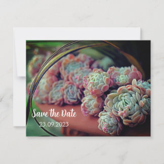 Echeveria Roos Succulent Save the Date Feestdagenkaart