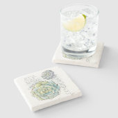 Echeveria Succulent Illustrator Stone Onderzetter (Zijkant)