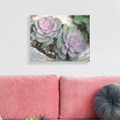 Echeveria Succulent Wrapped Canvas (Insitu (Woonkamer))