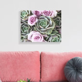 Echeverias en rozen van Debra Lee Baldwin Canvas Afdruk (Insitu (Woonkamer))