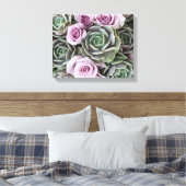 Echeverias en rozen van Debra Lee Baldwin Canvas Afdruk (Insitu (Slaapkamer))