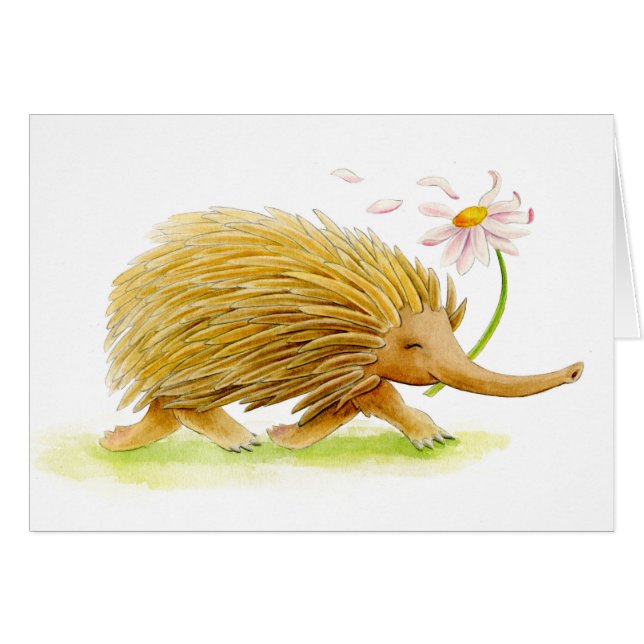 Echidna grillige dier waterverf art kaart (Voorkant Horizontaal)