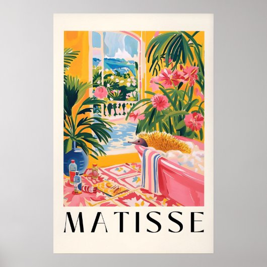 Echidna in badkuip kunstprint Matisse-stijl Poster (Voorkant)