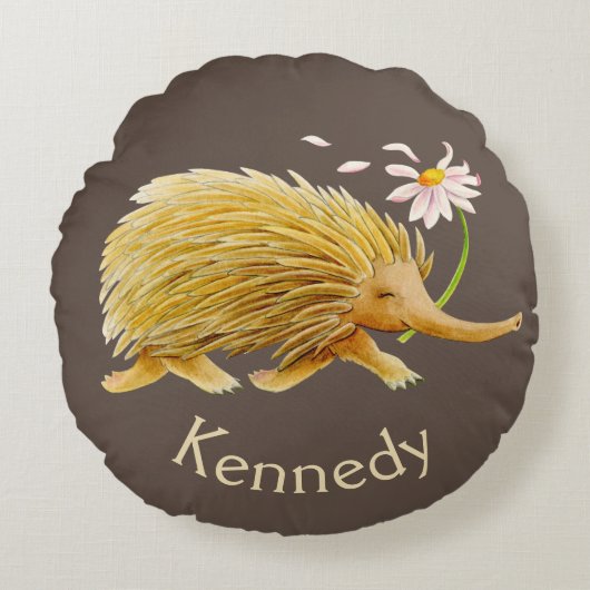 Echidna-waterverf klooster rond kussen (Voorkant)