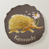 Echidna-waterverf klooster rond kussen (Achterkant)