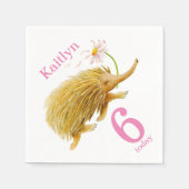 Echidna waterverf kunst 6e Verjaardags servetten (Voorkant)