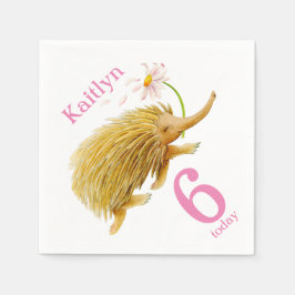 Echidna waterverf kunst 6e Verjaardags servetten
