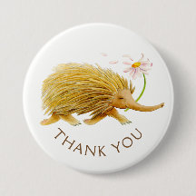 Echidna waterverf met dank aan uw knop/badge