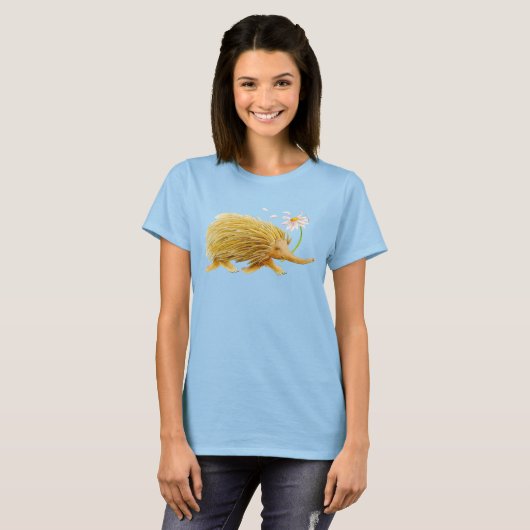 Echidna whimsical waterverf woodland dierkunst t-shirt (Voorkant volledig)