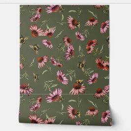 Echinacea Bijenpatroon Behang