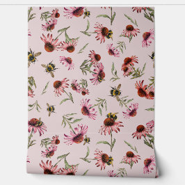 Echinacea Bijenpatroon Behang