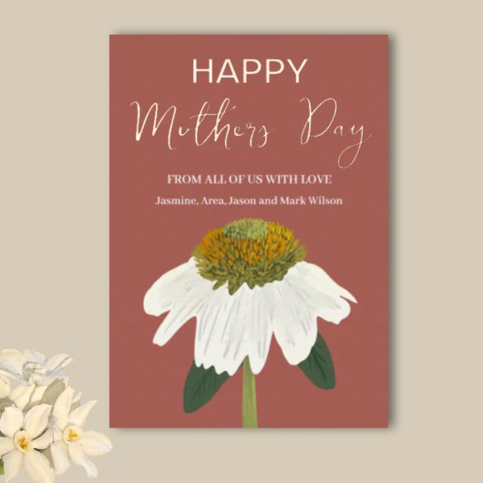 Echinacea Bloem Gelukkige Moeders Dag Goud Folie Feestdagenkaart
