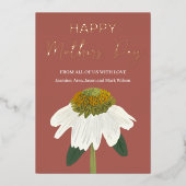 Echinacea Bloem Gelukkige Moeders Dag Goud Folie Feestdagenkaart (Voorkant)