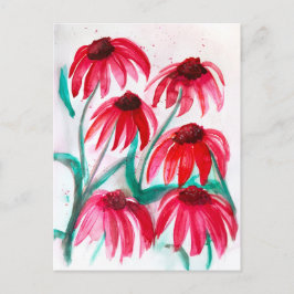 Echinacea Bloemen in Bloei – Waterverf Stijl Feestdagenkaart