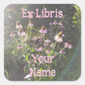Echinacea Bloemen in de Zon Ex Libris Vierkante Sticker (Voorkant)