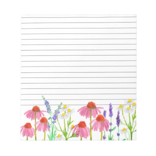 Echinacea Chamomile Lavender Herb Lined Notitieblok (Voorkant)
