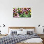 Echinacea Cone Flowers in Paars en geel Canvas Afdruk (Insitu (Slaapkamer))