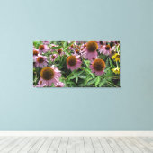 Echinacea Cone Flowers in Paars en geel Canvas Afdruk (Insitu (Houten vloer))