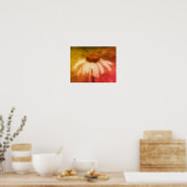 Echinacea Coneflower Daisy Abstract Grunge Poster (Keuken)
