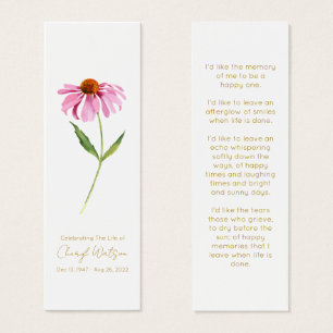 Echinacea   Eenvoudige rouwherdenking mini bladwij Visitekaartjes