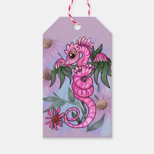 Echinacea flower lil tuindraak cadeaulabel (Voorkant)