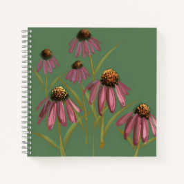 Echinacea Flower Notitieboek - Gedempt groen en ro