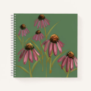Echinacea Flower Notitieboek - Gedempt groen en ro