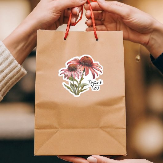 Echinacea Paarse Coneflower Dank u Sticker