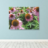 Echinacea Paarse en gele kloonbloemen Canvas Afdruk (Insitu (Houten vloer))
